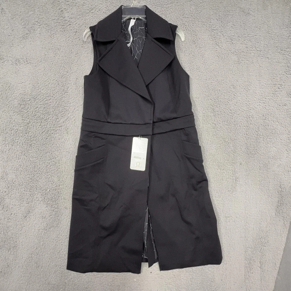 Lululemon Athletica Quickchange Vest Womens 8 Black Long Softshell Pockets